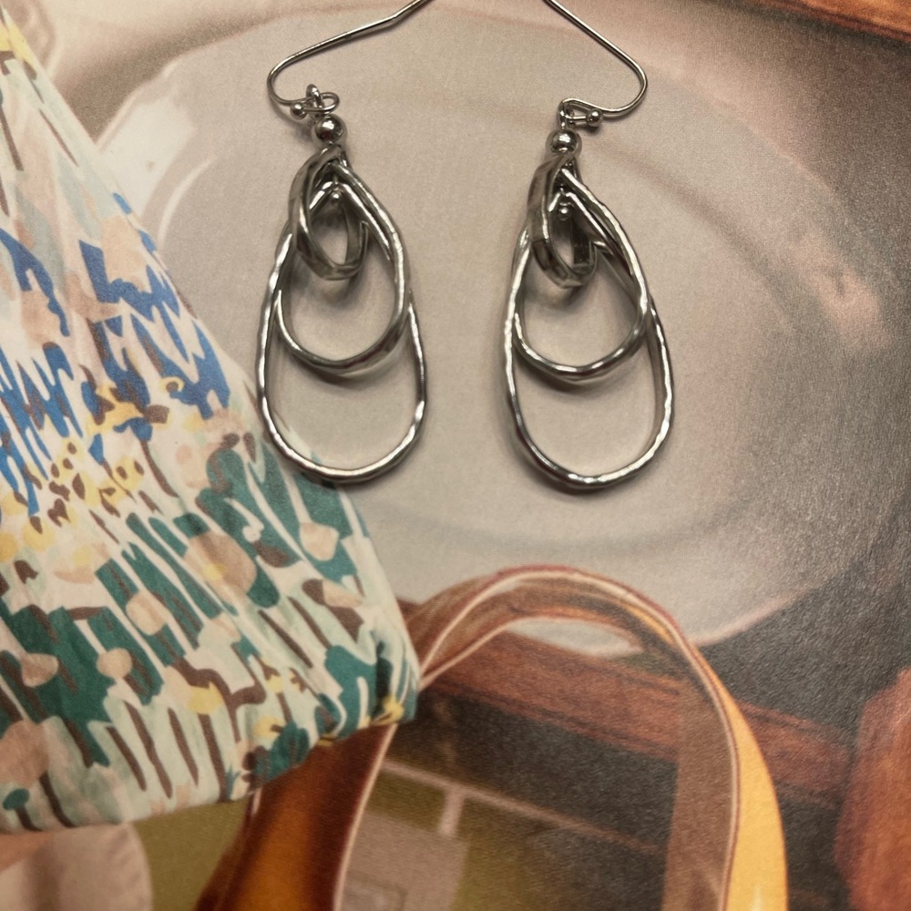 Lia Sophia Silver Teardrop Dangle Earrings